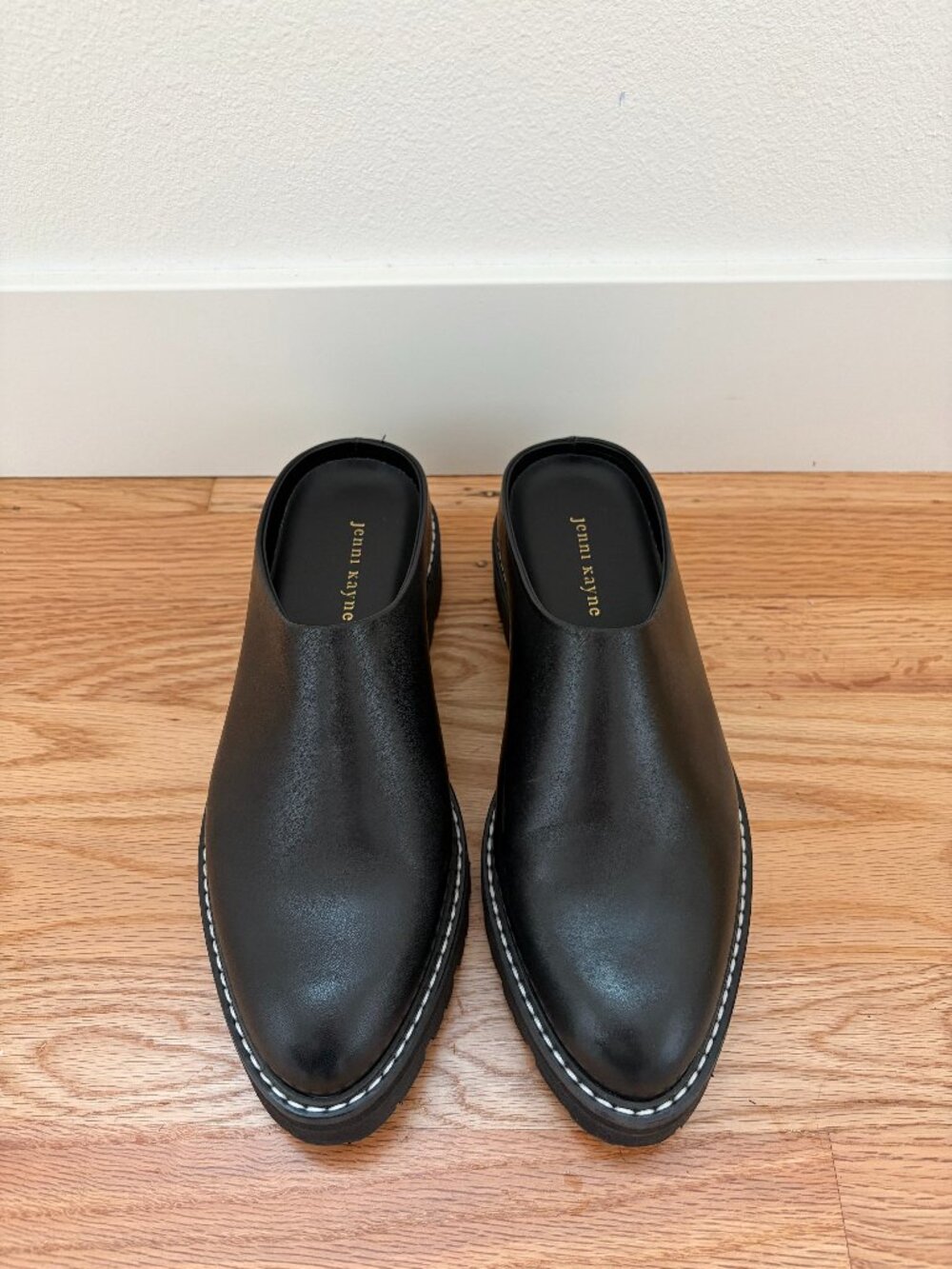 Jenni Kayne Black Leather Lug Sole Mules Clogs Size 40